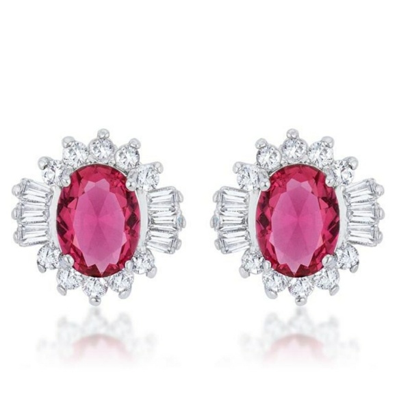 3 CT RUBY EARRING SILVER PLATED GIFT BOX - Picture 2 of 4